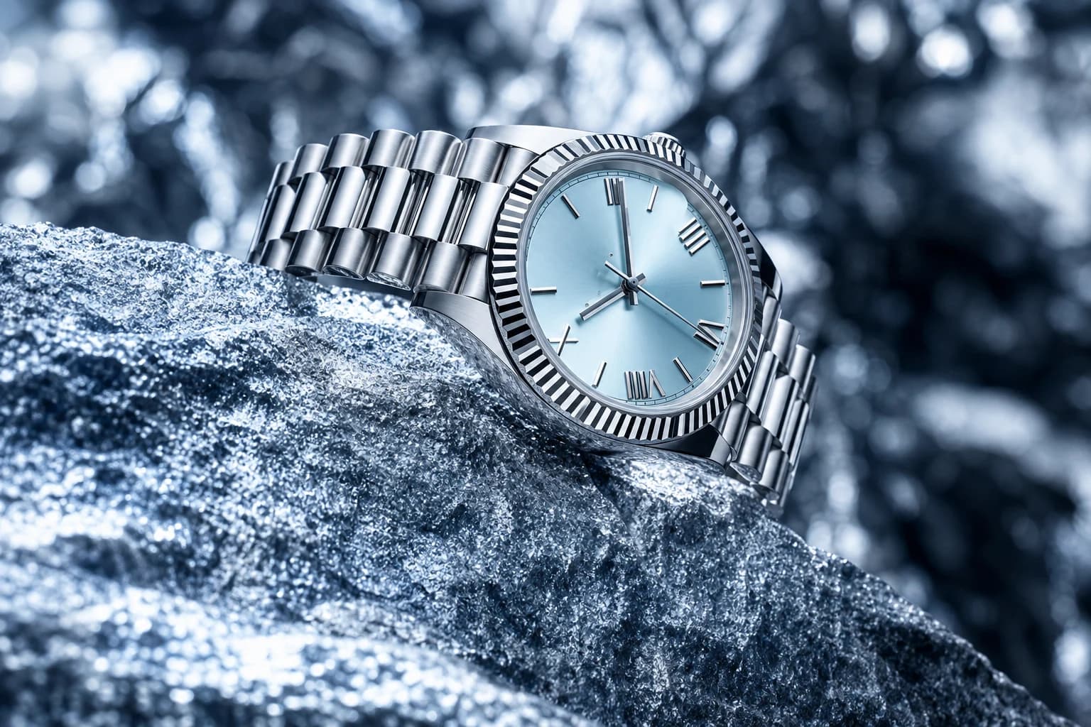 Icy Blue Luxury Timepiece